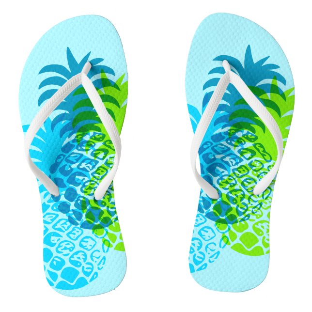 Momona Pineapple Hawaiian Tropical Reversible Flip Flops (Footbed)