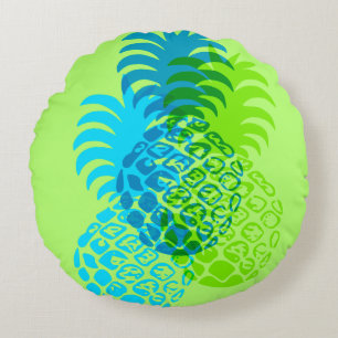 Momona Pineapple Hawaiian Tropical Reversible Round Cushion