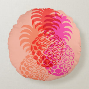 Momona Pineapple Hawaiian Tropical Reversible Round Cushion