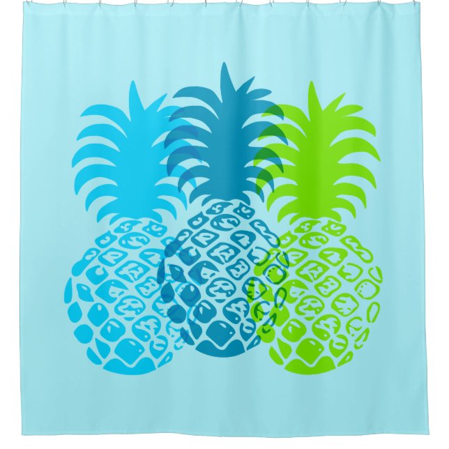 Momona Pineapple Hawaiian Tropical Shower Curtain (Front)