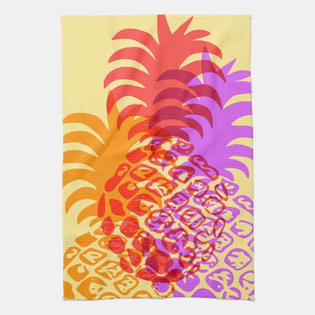Momona Pineapple Hawaiian Tropical Tea Towel (Vertical)