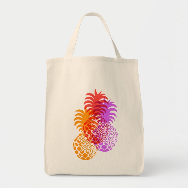 Momona Pineapple Hawaiian Tropical Tote Bag (Front)