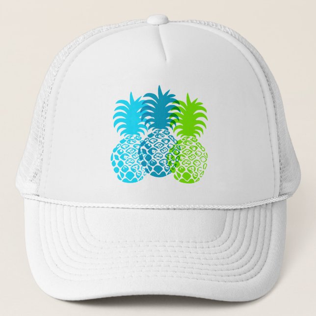 Momona Pineapple Hawaiian Tropical Trucker Hat (Front)