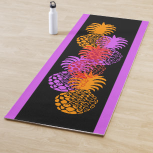 Momona Pineapple Striped Hawaiian Reversible Yoga Mat