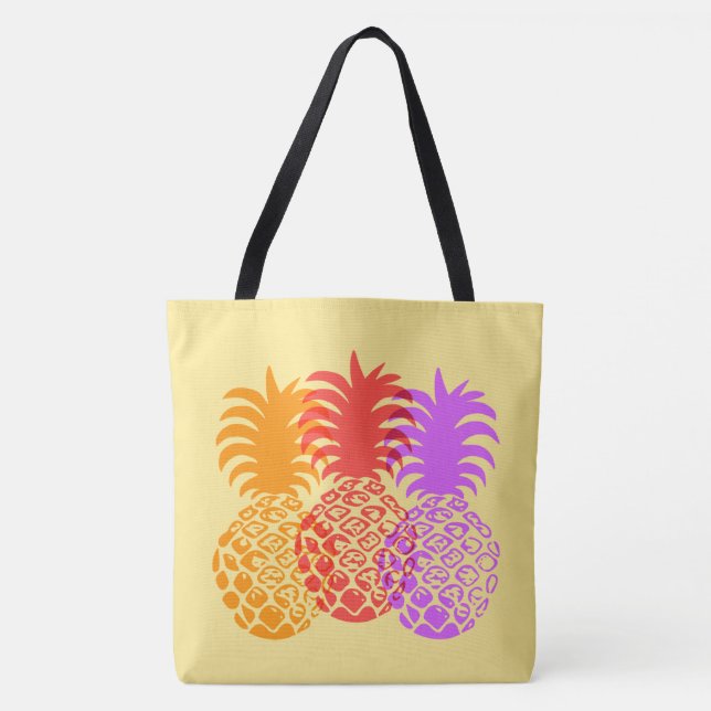 Momona Pineapple Tropical Trio Hawaiian Beach Bag (Front)