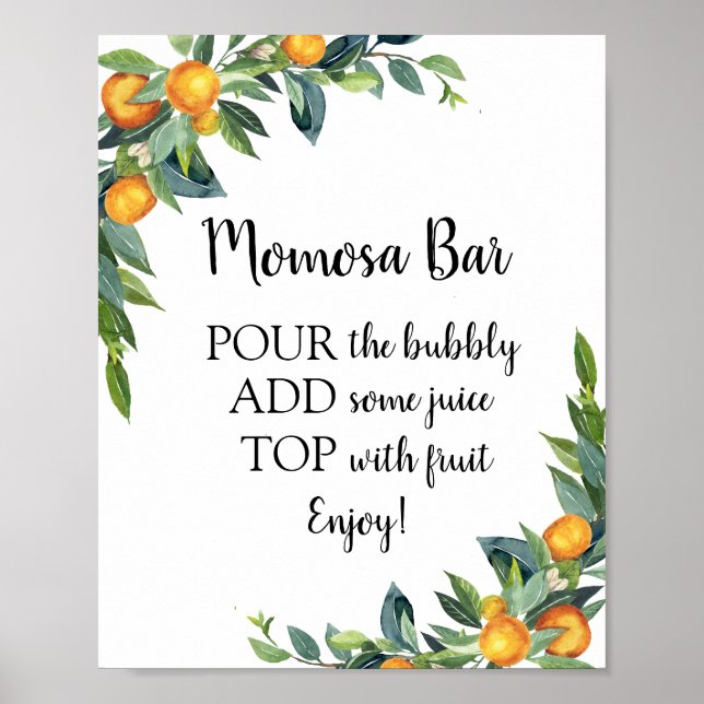 Momosa Bar Baby Shower Drink Sign (Front)