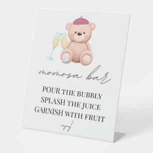 Momosa Bar Bonjour Bebe French Baby Shower Pedesta Pedestal Sign