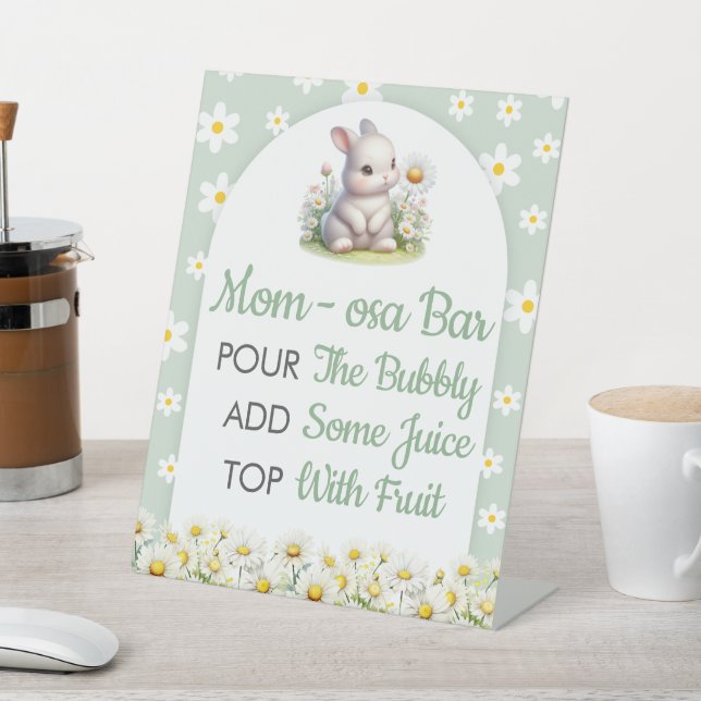 Momosa Bar Bunny Gender Neutral Baby Shower Pedestal Sign (In SItu)