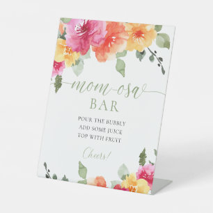 Momosa bar colorful pink orange peonies spring pedestal sign