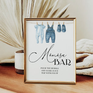 Momosa Bar Denim Blue Jean Baby Shower Sign