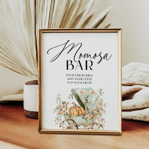 Momosa Bar Fall Little Pumpkin Baby Shower Poster