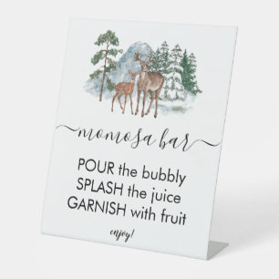 Momosa Bar Forest Animals Winter Baby Shower Pedestal Sign