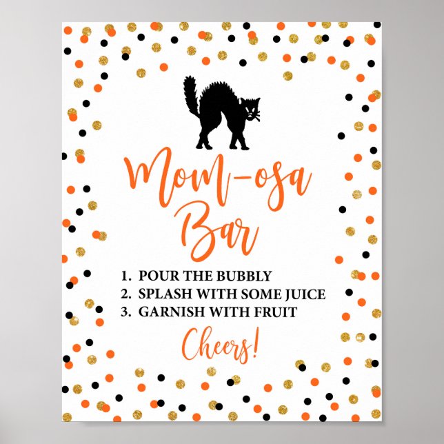 Momosa Bar Halloween Baby Shower Sign (Front)