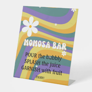 Momosa Bar Hippie Retro Baby Shower Vinyl Record Pedestal Sign