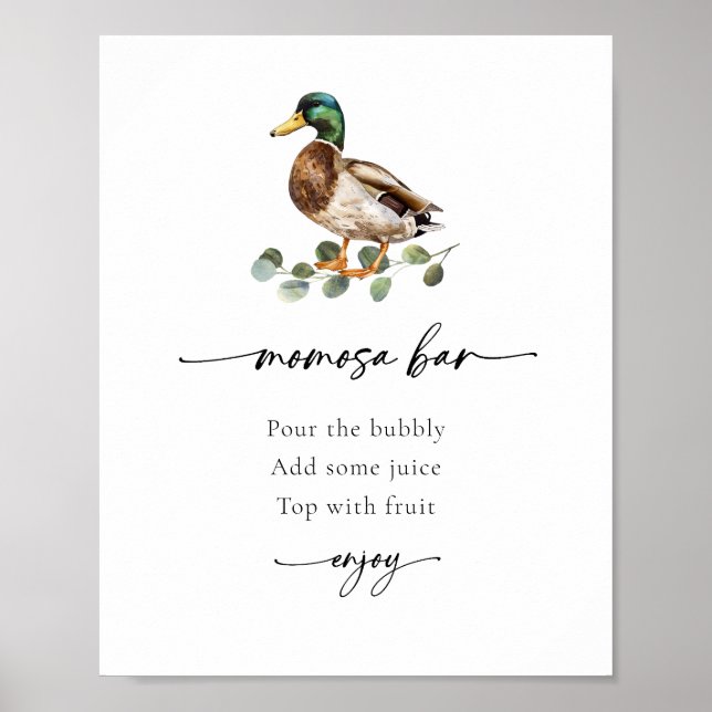 Momosa Bar Mallard Duck Baby Shower Sign (Front)