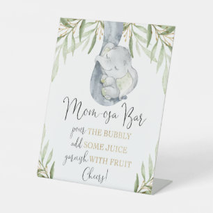 Momosa bar mimosa elephant baby shower sign