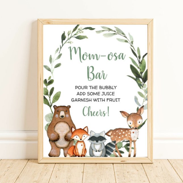 Momosa bar mimosa woodland animal baby shower sign (Creator Uploaded)