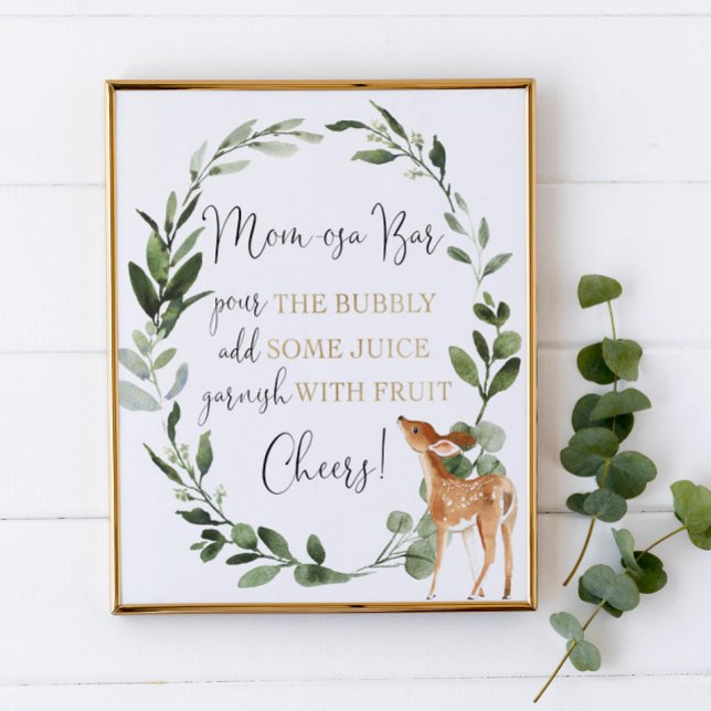 Momosa bar mimosa woodland deer baby shower sign (Creator Uploaded)