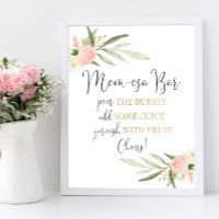 Momosa bar pour the bubble baby shower sign
