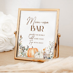 Momosa Bar Pumpkin Autumn Fall Baby Shower Poster