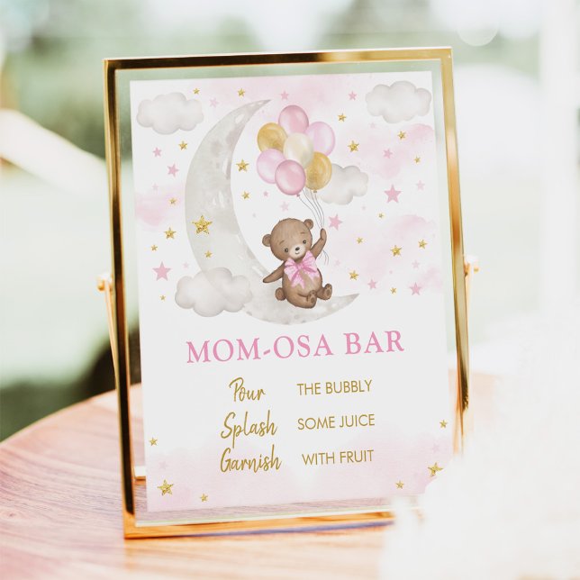 Momosa Bar Sign Moon Teddy Bear Pink Gold Balloons (Creator Uploaded)