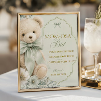 Momosa Bar Sign Sage Green Teddy Bear