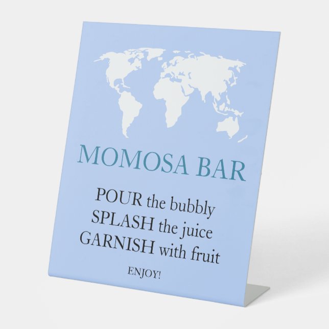 Momosa Bar Travel Passport Journey Map Baby Shower Pedestal Sign (Front)