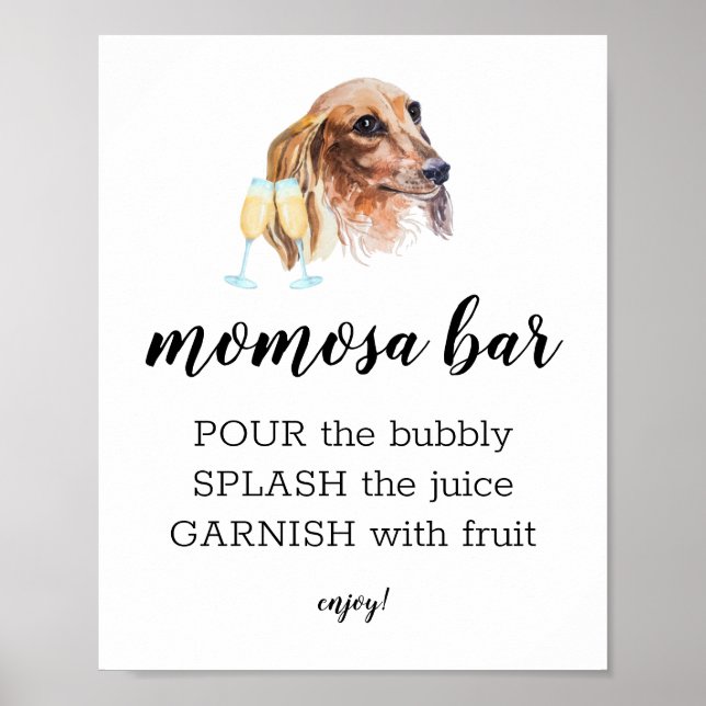 Momosa Bar Watercolor Dachshund Theme Sign (Front)