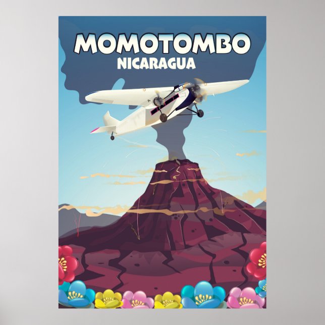 Momotombo Nicaragua volcano travel print. Poster (Front)