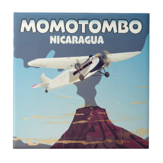 Momotombo Nicaragua volcano travel print. Tile
