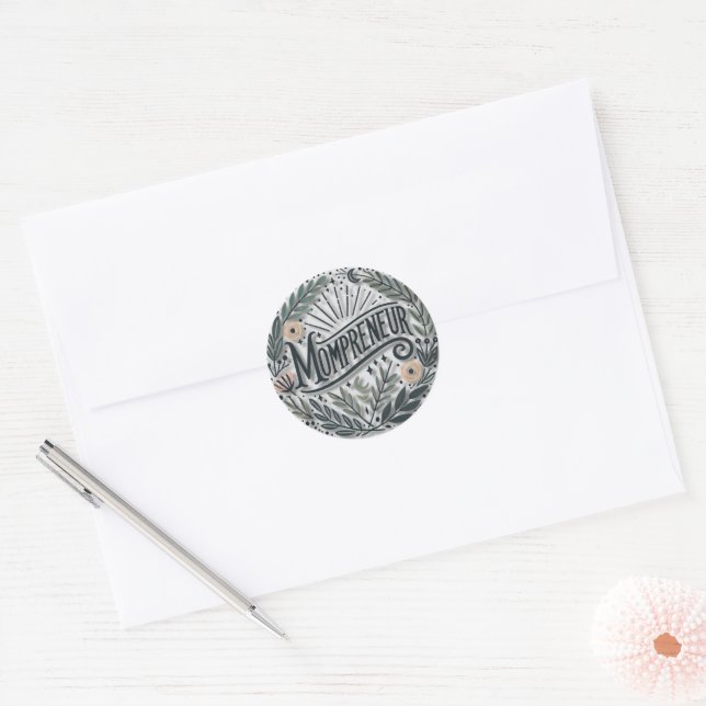 Mompreneur Themed Classic Round Sticker (Envelope)