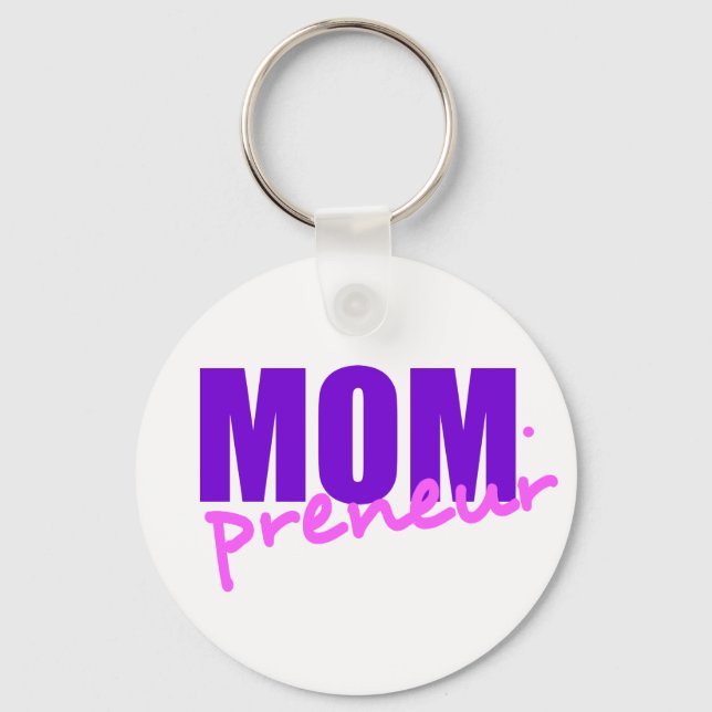 Mompreneur With Dot Hyphen, Two Colors Key Ring (Front)