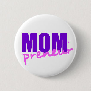 Mompreneur With Dot Hyphen, Two Colours 6 Cm Round Badge