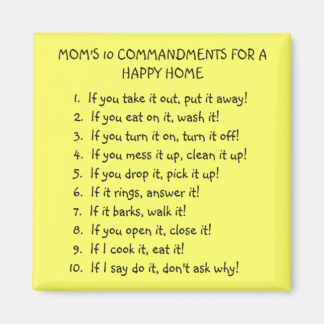MOM'S 10 COMMANDMENTS MAGNET (Front)