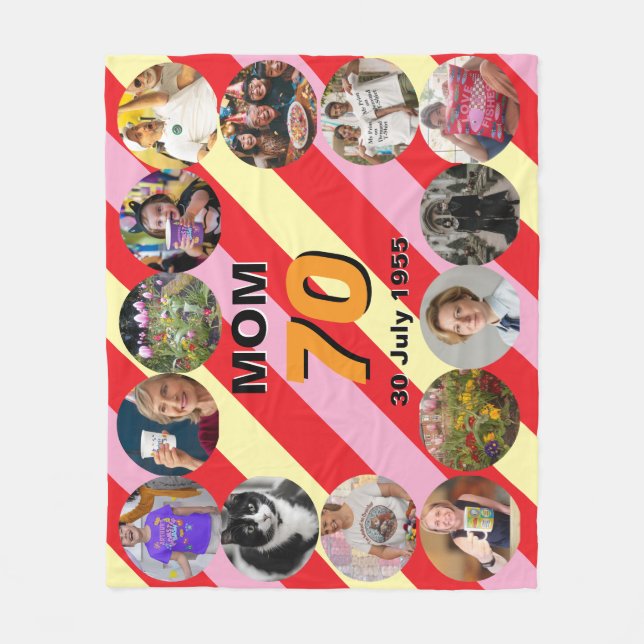 Moms 70th birthday 70 years old seventieth gandma fleece blanket (Front)