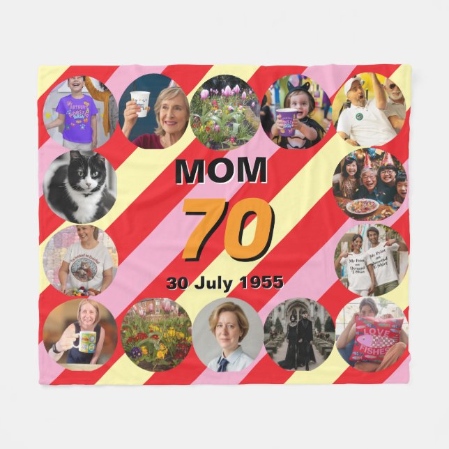 Moms 70th birthday 70 years old seventieth gandma fleece blanket (Front (Horizontal))