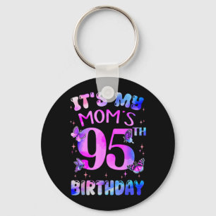 Moms 95th Birthday Butterfly Happy 95 Years Old Key Ring