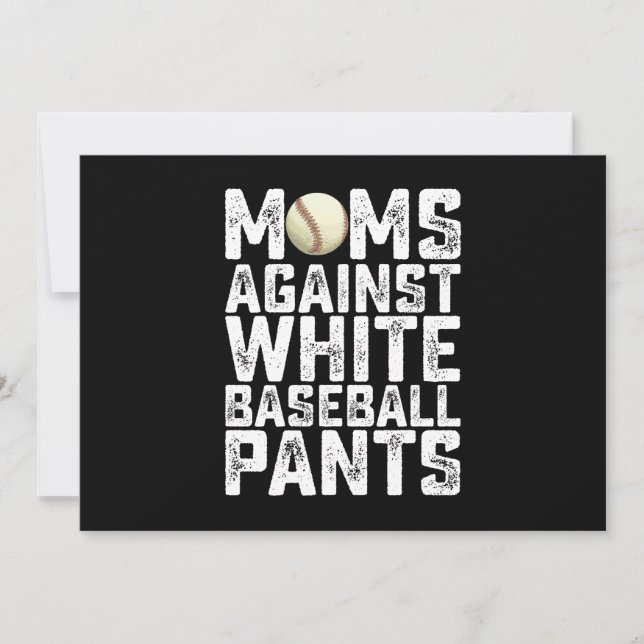 Moms Against White Baseball Pants Mother's Day Invitation (Front)