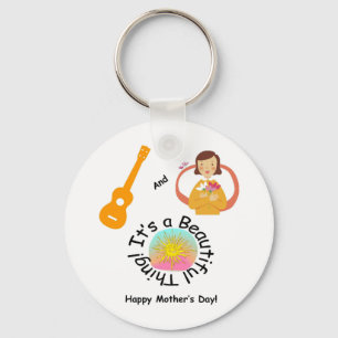 Moms and ukes: It's a Beautiful Thing! Key Ring