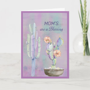 MOM'S are a Blessing Watercolor Cactus Card