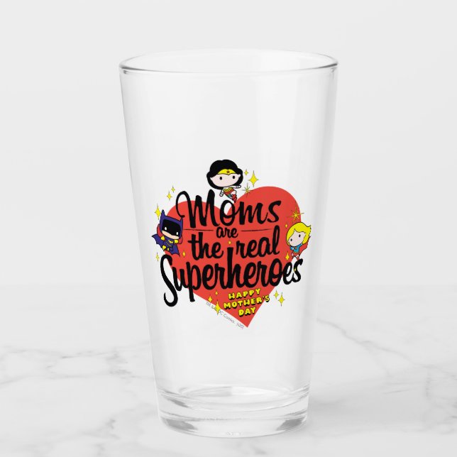 Moms Are The Real Superheroes Glass (Front)