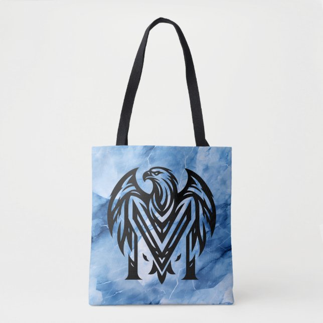 Moms Bold Eagle on Blue Smoke Large Shoulder Tote (Front)