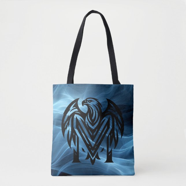 Moms Bold Eagle on Blue Smoke Large Shoulder Tote Bag (Front)