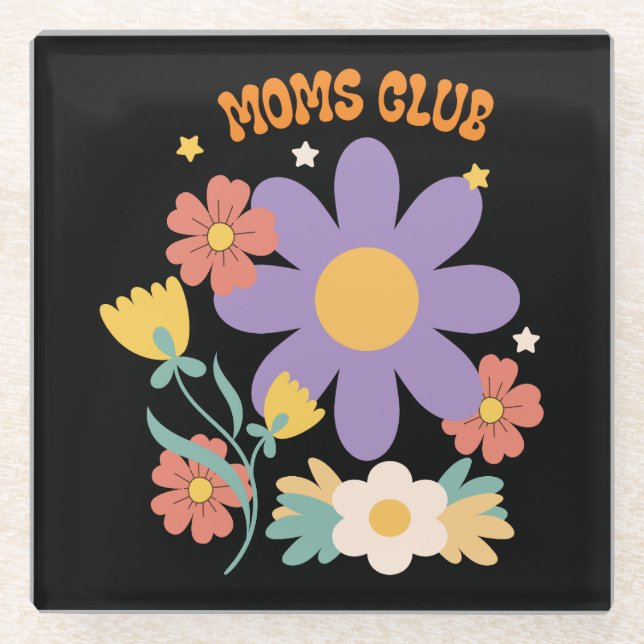 Moms Club Glass Coaster (Front)