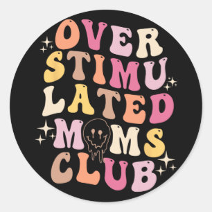 Moms Club Retro Groovy Mothers Day  Classic Round Sticker