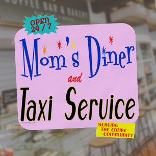 Moms Diner and Taxi Service Funny Saying Apron
