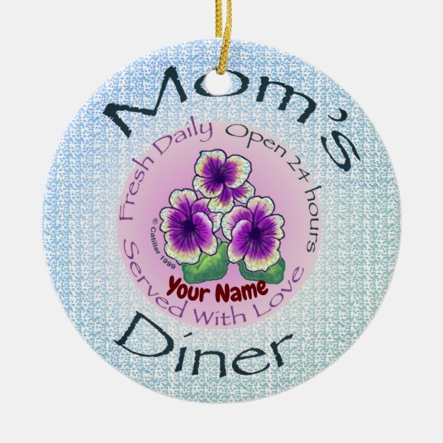 Moms Diner Ceramic Tree Decoration (Front)