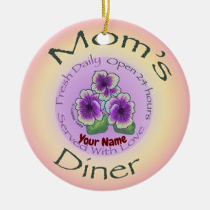 Moms Diner custom name Ceramic Tree Decoration