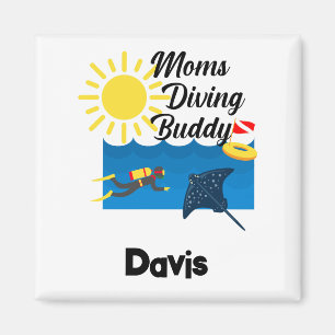 Moms Diving Buddy Design - Square Magnet