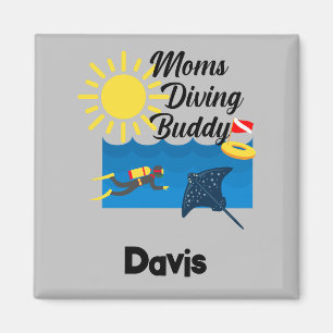 Moms Diving Buddy Design - Square Magnet